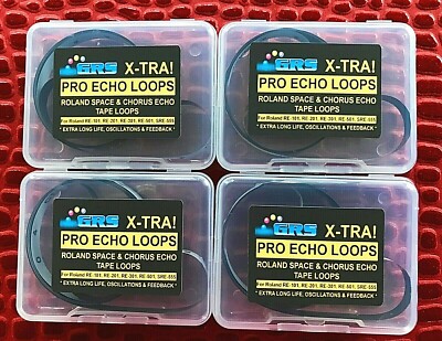 4 GRS ROLAND SPACE ECHO TAPE LOOPS, LENGTH: 4 METERS, RE-101, 201, 301, 501, 555