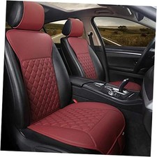 1 Pair Car Seat Covers, Luxury Car Protectors, Diamond Pattern - Wine Red