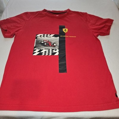 Puma Scuderia Ferrari Team Logo Crew Neck Short Sleeve T-Shirt Mens Red Large L