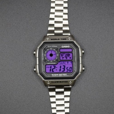 Ultraviolet | CASIO AE-1200WHD Royale w/ Stainless Steel Watch Band | Mod  