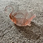 New Fenton Trinket Dish Pink Glass Swan Bird  4" Tall Vintage