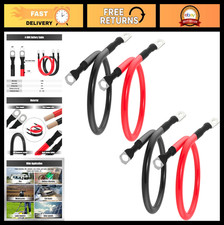 18" 4 AWG Battery Cables with 3/8" Lugs for Solar Inverters, RVs, Cars - 2 Pairs