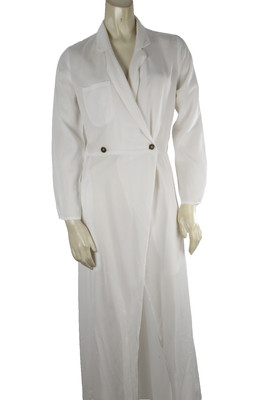 Stone Cold Fox White Wrap Blazer Maxi Dress Womens Boho Bridal Formal Size S