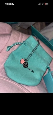 Tiffany & Co. 925 Sterling Silver Diamond Heart Charm Pendant Cable Necklace - Image 1 of 3