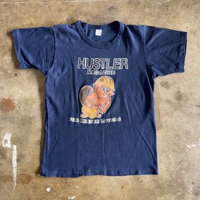 1970s VINTAGE 70s HUSTLER MAGAZINE FOR BEAVER LOVERS T-SHIRT SZ S LARRY FLYNT