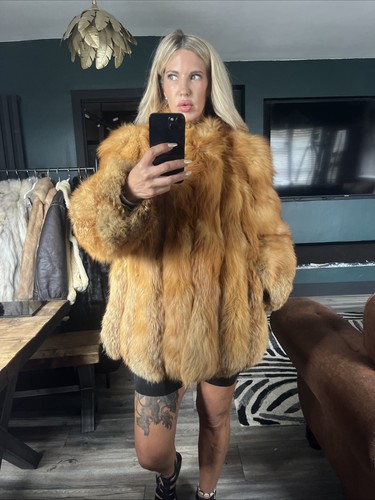 Vintage Stunning Real Fox Fur Coat Jacket Uk10/12 Vulpes Vulpes - Picture 5 of 10
