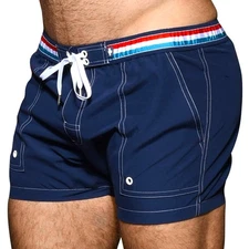 Andrew Christian Harbor Swim Shorts - 7950 - Navy:  Medium, Large & X-Large