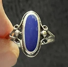 Vintage Sterling 925 Silver Delicate Lapis Lazuli Oval Stone Ring Size 6.5
