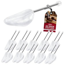 10 x PAIRS OF SHOE TREE TREES PLASTIC MAINTAIN SHAPE SHOES FOOTWEAR WHITE CLEAR