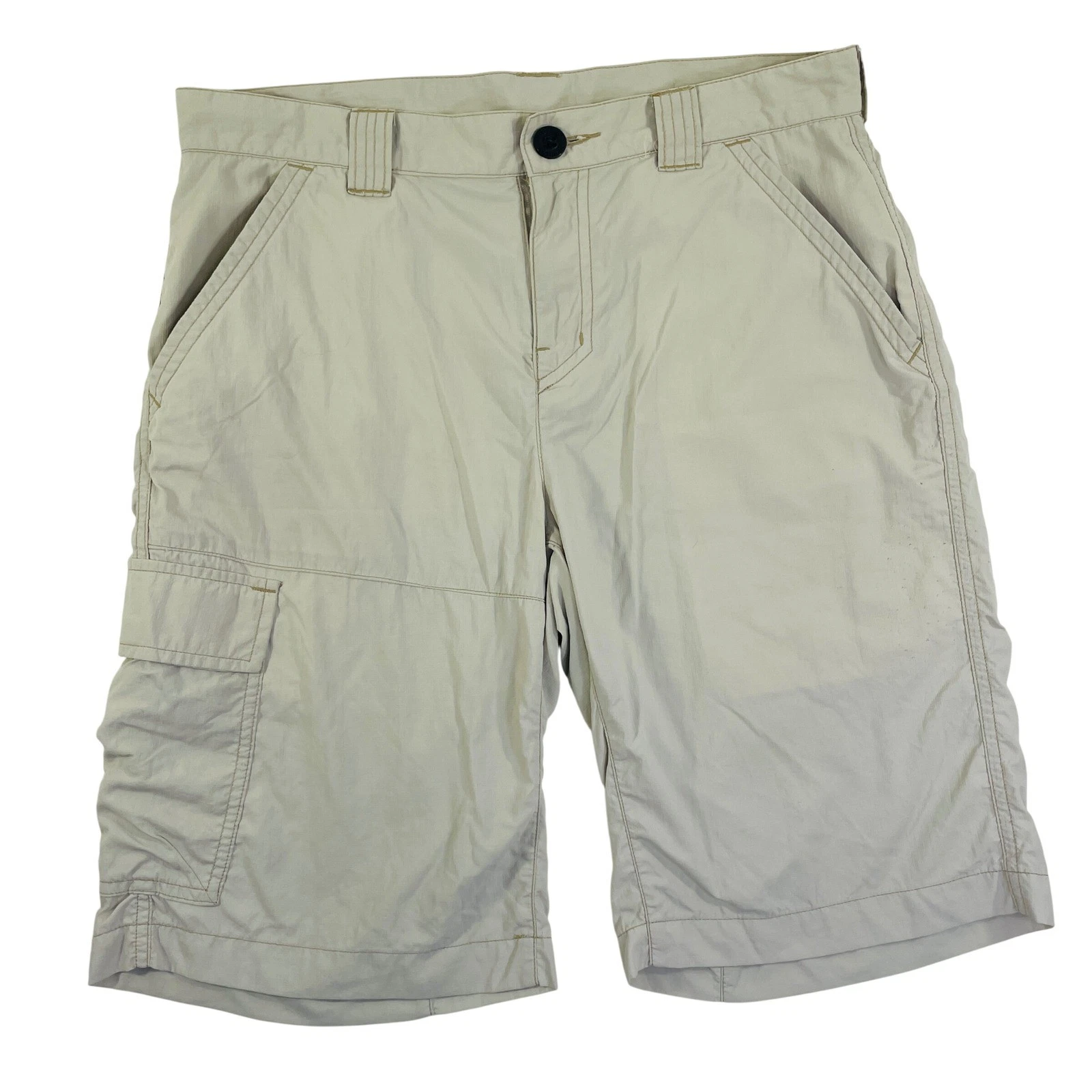 Columbia Mens Omni-Shade Cargo Shorts Tan Khaki 30w 11L Hiking Outdoor Ripstop