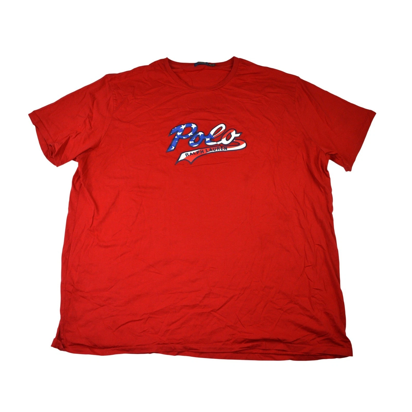 Polo Ralph Lauren Mens Red American Flag Logo Graphic T-Shirt 4XLT Big & Tall