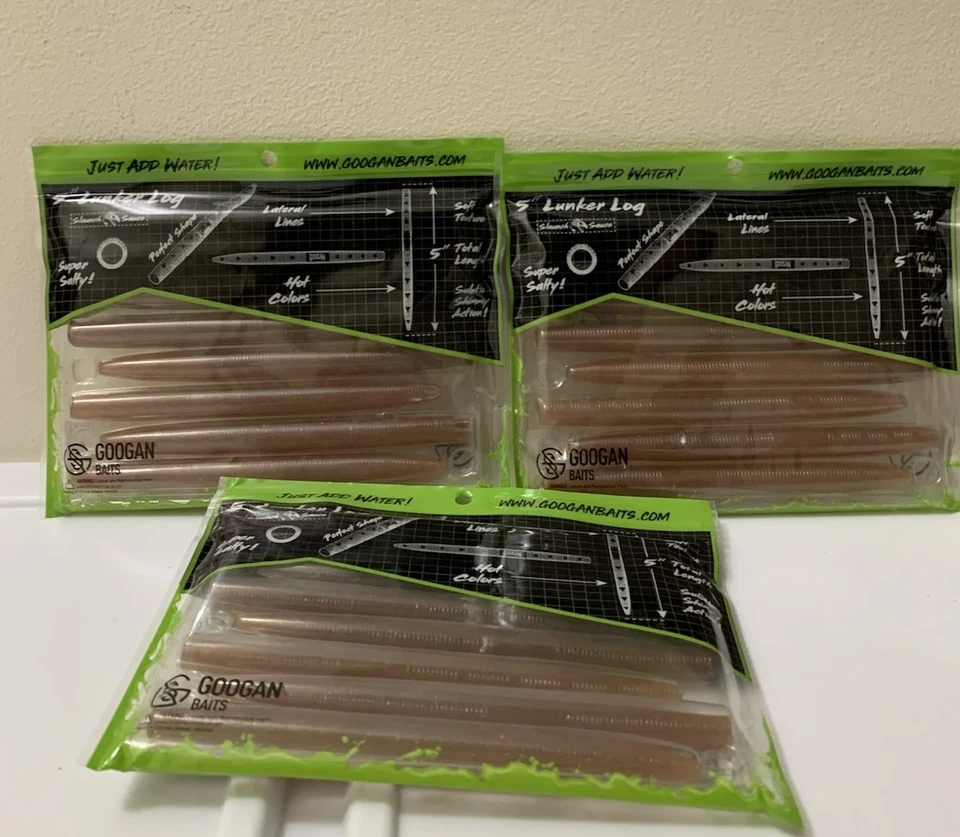 Googan 5" Lunker Log ~ Canela ~ Paquete de 8 Lote de 3 Cebos Blandos GLL-5-CIN Foto 3 de 4