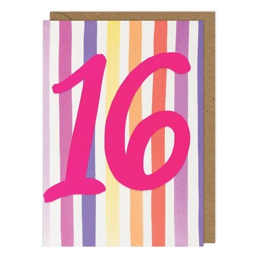 Vibrant 16th Birthday Card Sixteen Teenager - Fun Bright Design Greeting Card