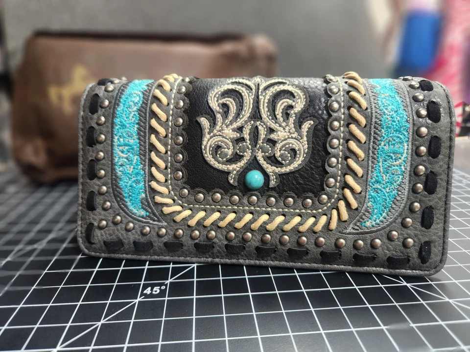 Montana West Black And Turquoise Wallet With strap NWT - Изображение 2 из 4
