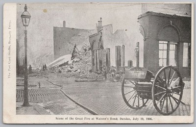 DUNDEE Scene of Fire at Watson's Bond 1906, Angus Postkarte unbenutzt