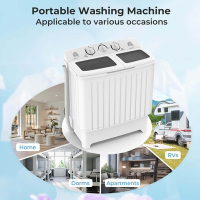 #ad #ad 20lbs Capacity Twin Tub Washing Machine Portable Washer amp; Spinner Apartment RV D $202.51