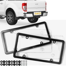 2X Clear License Plate Tag Frame Covers Bubble Shields Protector for  Car  Truck