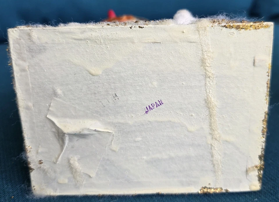 Raro Antigo Boneco de Neve Gelado Boneco de Natal Esquiador Papel de Feltro IOB Mica Top Hat CCCC - Imagem 4 de 4