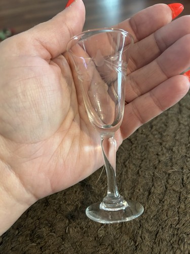 Cordial Liquor Sherry Glasses Vintage Etches Wheat Leaves Stem 4” Set Of 4 - Picture 4 of 7