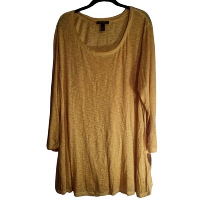 Style & Co Top Women's Sz 3X Plus Cotton Gold Marl Tunic Long Ruched Cuff Sleeve