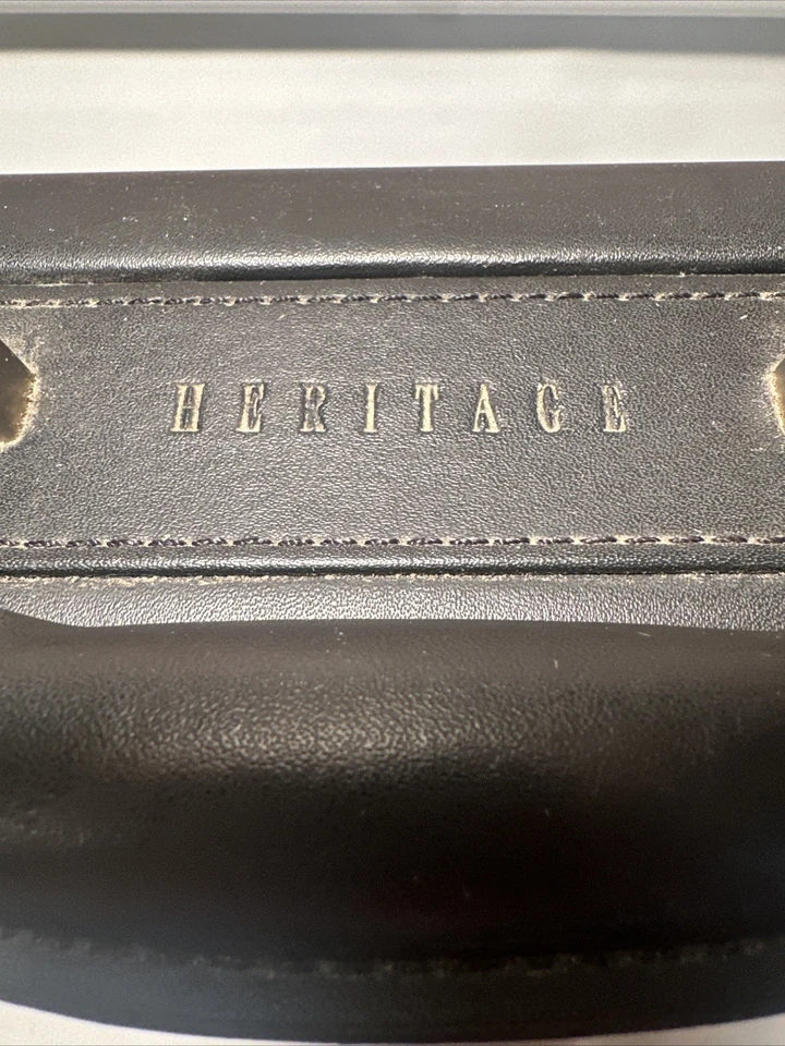 "Maletín rígido vintage Heritage de cuero expandible negro LEER 17""x 12,5""" Foto 3 de 4