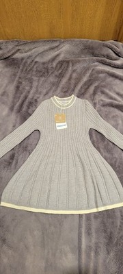 Mayoral Girls Knit Sweater Dress Size 4 NWT Ecofriends Ribbed Gray