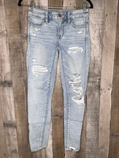 Womens American Eagle Next Level Stretch Distressed Jegging Jeans Size 0 R