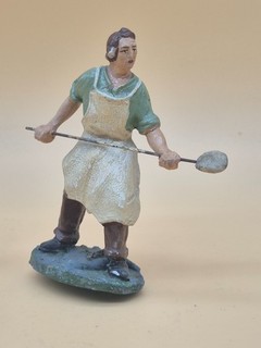 VINTAGE PIZZA MAKER CRIB FIGURINE PAPIER MÂCHÉ CHIALU'
