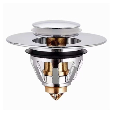 Stainless Pop-Up Basin Waste Slotted-Kit Bathroom Sink Click Clack Push Button n
