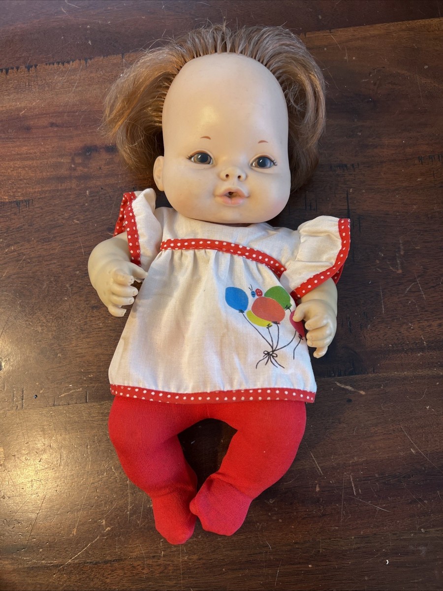 Vintage 1974 Mattel Baby Tender Love Rubber 13” Soft Doll Drinks