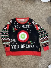 TIPSY ELVES DRINKING GAME CHRISTMAS SWEATER Men's Size 3XL BLACK- Missing Balls