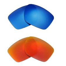 Walleva Two Pairs Polarized Lenses For Oakley Sliver F- Fire Red Ice Blue