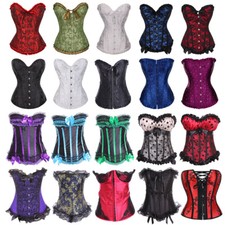 Women Sexy Lace up Boned Overbust Corset Bustier Top Body Shaper Plus Size S-6XL
