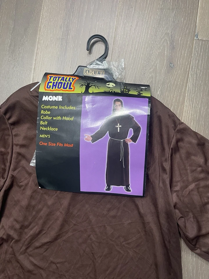 Disfraz de Monje Totally Ghoul Para Hombre NUEVO Collar Cinturón Capucha Halloween Talla Única Foto 4 de 4