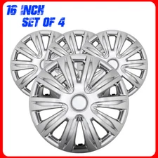 16" Set of 4 Wheel Covers Snap On Hub Caps For Tire+Chrome Steel Rim Replace