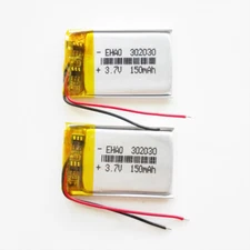 2 PCS 3.7V 150mAh Lipo Polymer Rechargeable Battery 302030 For Earphone Watch