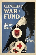 Original Vintage Plakat Cleveland War Kapital Alle F&uuml;r Victory Geben WWII Ymca