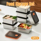 <!--F#f_0-->8PCS Stainless Steel Square Storage Crisper Box with Lid Bento Food Container<!--F/-->