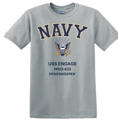 USS ENGAGE   MSO-433 * MINESWEEPER *EAGLE*SHIRT. OFFICIALLY LICENSED