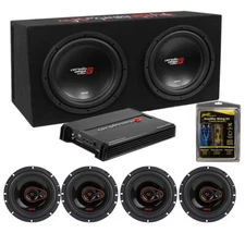 Cerwin-Vega 2-12" 3000 Watt Peak Loaded Car Subwoofer+ 4) 3-Way 6.5"  Speakers