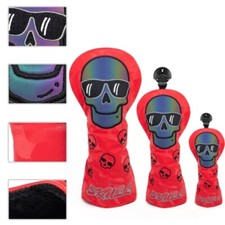 Golf Club Head Covers Skull Red Synthetic Leather Golf Headcover for 1/3/5/UT