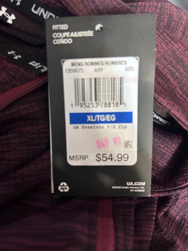 UNDER ARMOUR NWT MAROON Long Sleeve Seamless 1/2 Zipper Athletic Top Size XL - Picture 6 of 11