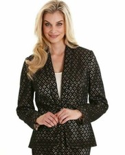 Joanna Hope Contrast Lined Lace Occasionwear Evening Jacket Black/gold Size 14