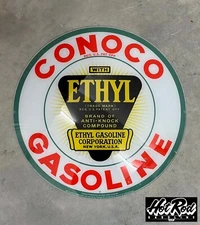 CONOCO ETHYL GASOLINE Reproduction 13.5" Gas Pump Globe Face / Lens