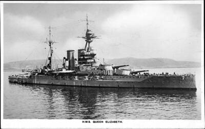 British Royal Navy Battleship HMS Queen Elizabeth SHIPPING NAVAL OLD PHOTO