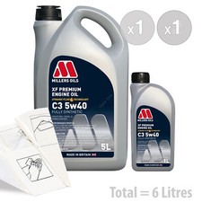 Car Engine Oil Service Kit / Pack 6 LITRES Millers XF Premium C3 5W-40 6L
