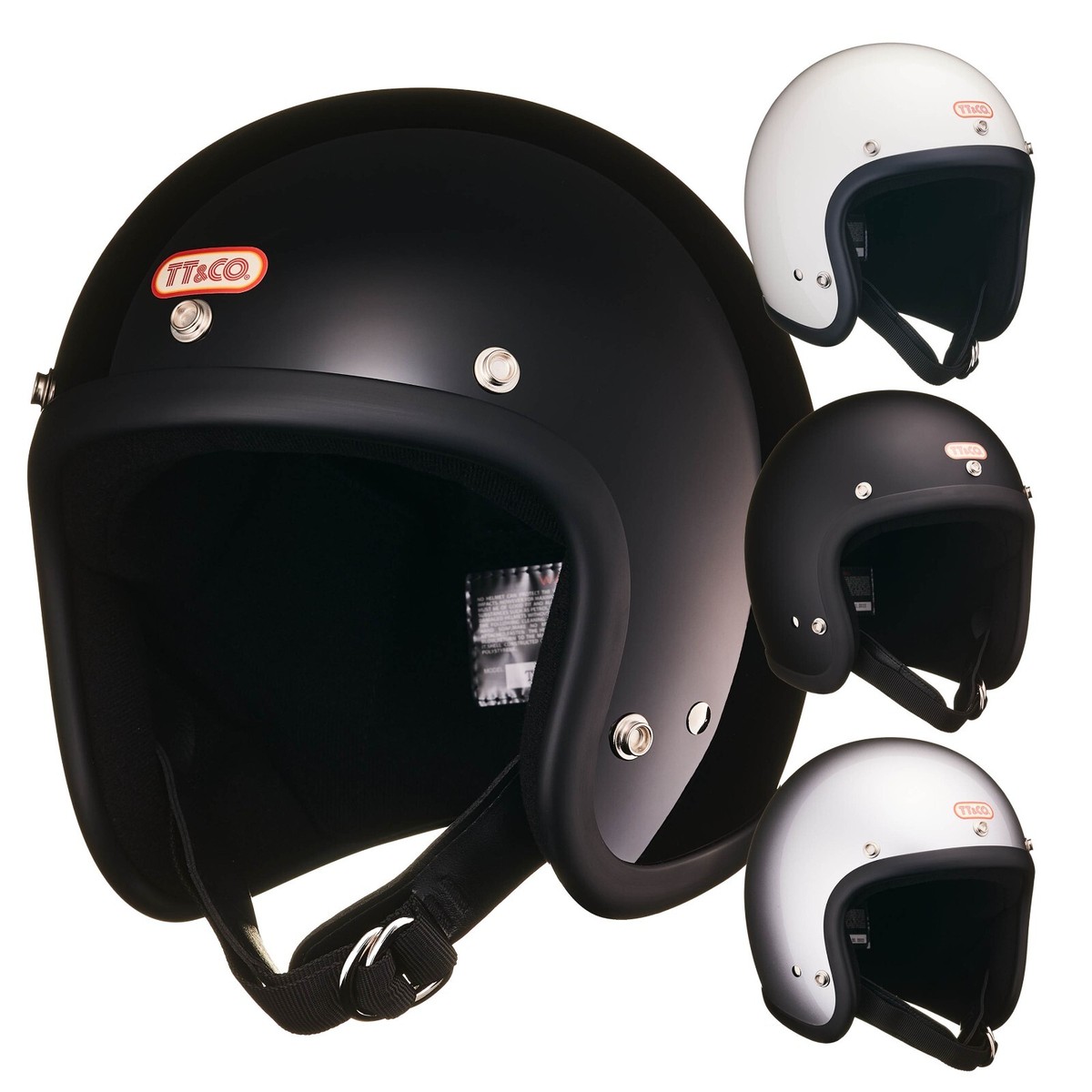 TT&Co. Super Magnum ヘルメット DOT規格 ブラック TT&CO Super Magnum Standard Helmet – DOT Open Face Small