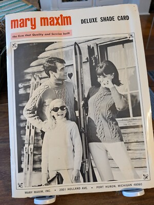 Rare 1969 Mary Maxim Deluxe yarn wool shade card & product price catalog NEW