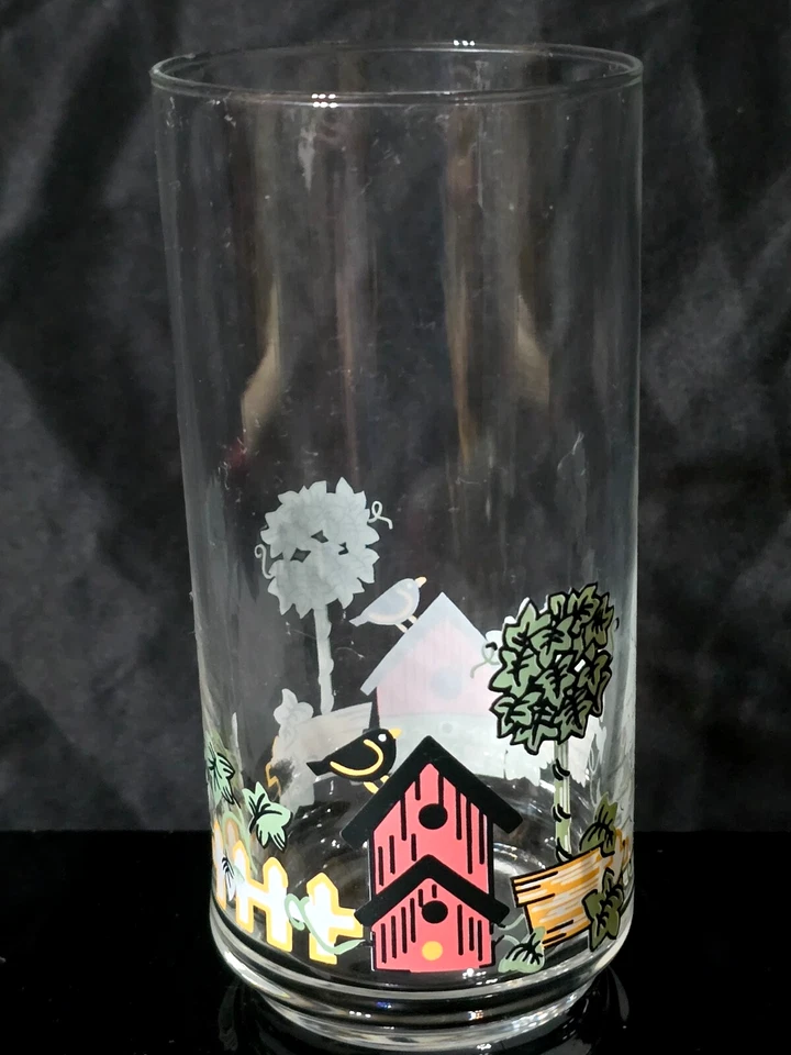 Vaso vintage de vidrio de soda de té helado Corning Corelle BIRDHOUSE 6" - Juego de 6 Foto 3 de 4
