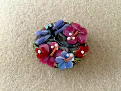 Schöner 1stk Lampenwerk Glas Blumen Anhänger/Perle 38mm sehr einzigartig